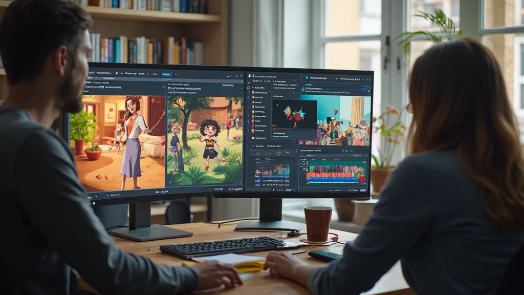 Schermo che mostra sequenza di transizioni diverse in software di animazione, effetti fade e wipe visualizzati chiaramente