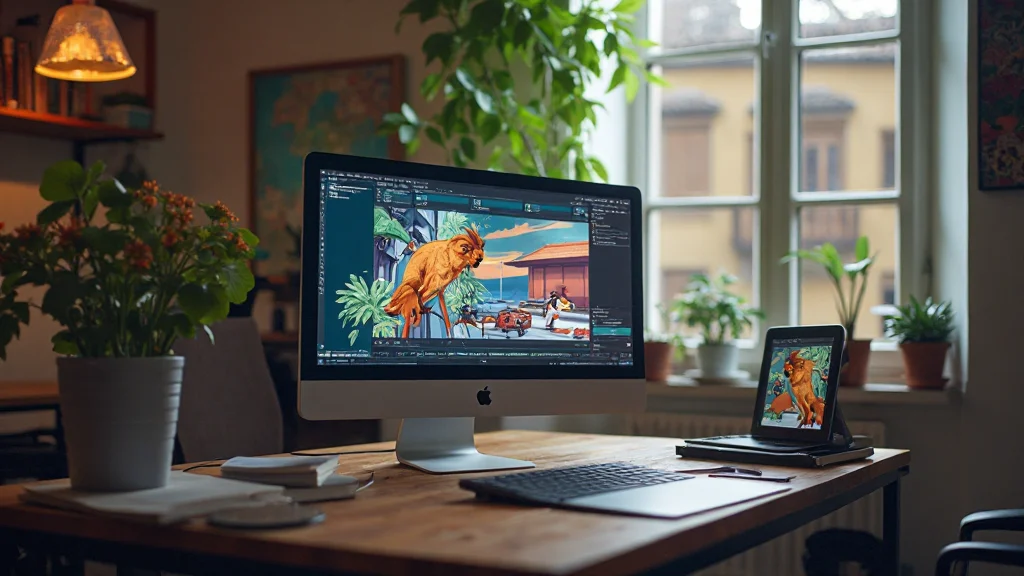 Studio di FrameStory Firenze con postazioni di lavoro creative e monitor accesi